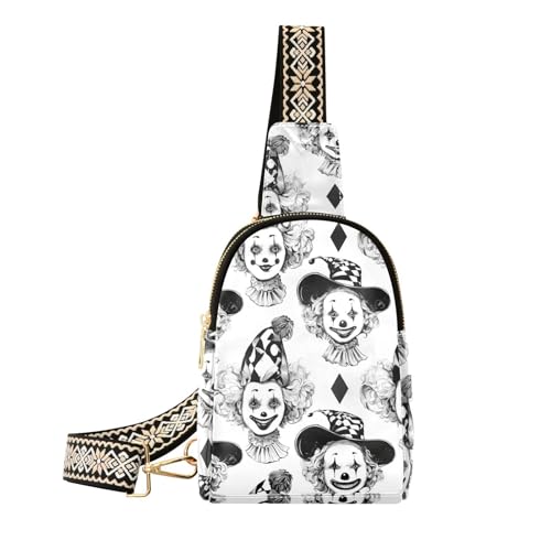 Trendige Gürteltasche für Herren, Leder, Motiv: Zirkus, Clown, Schwarz und Weiß von sanluoli