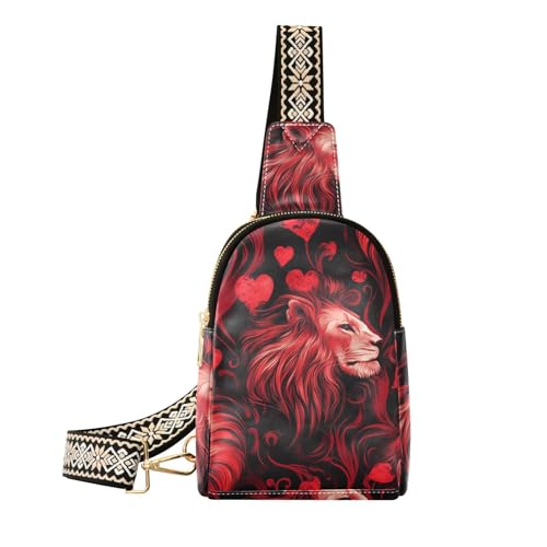 Trendige Gürteltasche für Herren, Motiv: Schmetterlinge, Valentinstag, Schwarz / Rot, 2 Stück von sanluoli