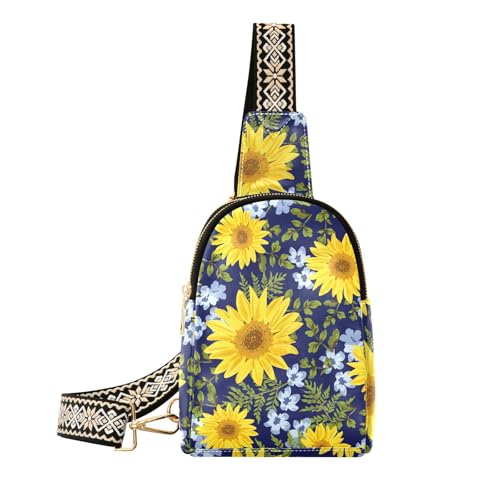 Trendige Gürteltasche für Herren, Sonnenblumen, Gelb, wasserdicht, zum Wandern von sanluoli