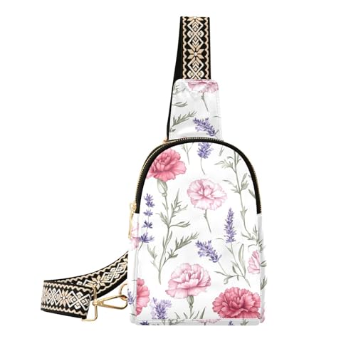 Trendige Gürteltasche mit Blumenmotiv und weißen Blüten, wasserdicht, für Damen, Rot / Violett von sanluoli