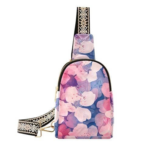 Trendige Gürteltasche mit Kirschblüten und Farbverlauf, Diebstahlschutz, Schultertasche, zum Wandern von sanluoli