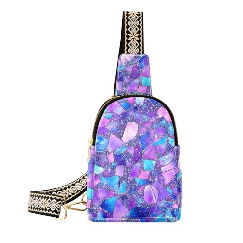 Trendige Gürteltasche mit Marmorsteinen, lila-blau, robuste Crossover-Tasche für Damen für Reisen von sanluoli