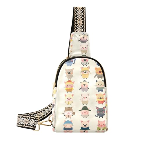 Trendige Piglet's Home Crossbody Bauchtasche, leichte Schultertasche für Herren zum Wandern Trendige Piglet's Home Crossbody Bauchtasche, leichte Schultertasche für Herren zum Wandern von sanluoli