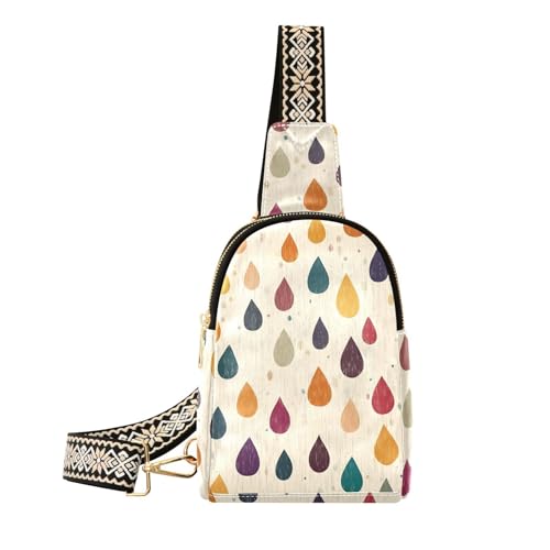 Trendige Raindrops Retro Boho Minimalistische Bauchtasche Cross Fashion Leder Schultertasche für Tagesrucksack von sanluoli
