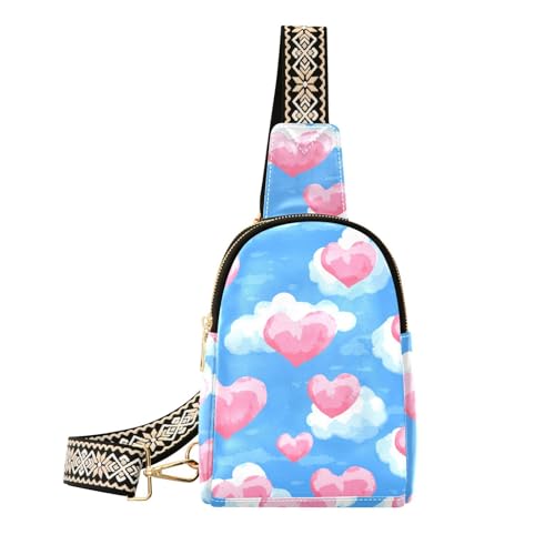 Trendige Schultertasche aus Leder im Cloud-Country-Stil zum Valentinstag, modische Bauchtasche, Wickeltasche für Reisen von sanluoli