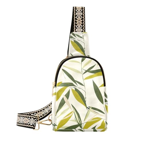 Trendige Schultertasche mit Blättern, leicht, für Reisen, Tagesrucksack, Hellgrün von sanluoli