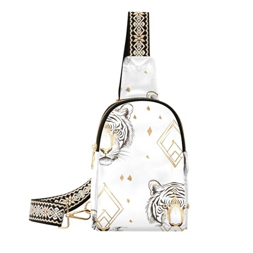 Trendige Tigers Gürteltasche für Damen, wasserdicht, Weißgold, für Reisen von sanluoli