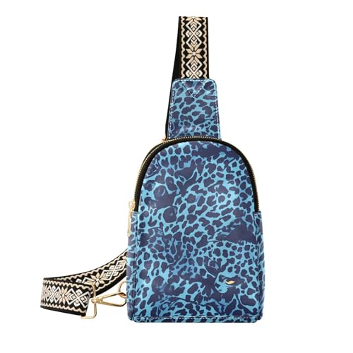 Trendige blaue Damen-Gürteltasche mit Leopardenmuster, leichte Körpertasche für Herren als Tagesrucksack von sanluoli