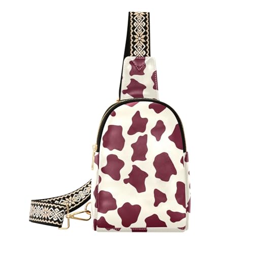 Trendige braune Gürteltasche für Damen mit Kuh-Punkten, robuste Körpertasche für Reisen von sanluoli