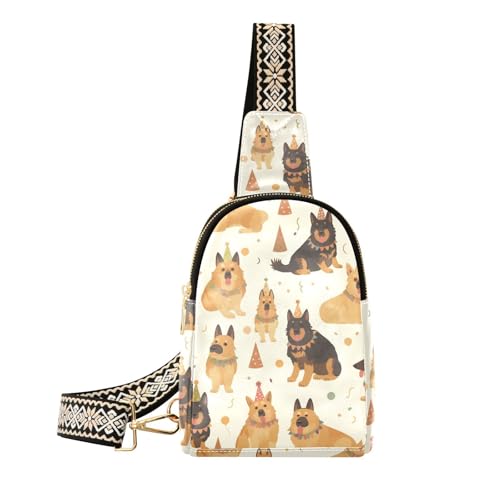Trendige deutsche Hunde-Fanny-Tasche mit niedlichem Geburtstag, Kreuz-Design, Mehrzweck-Tasche für Frauen zum Wandern von sanluoli