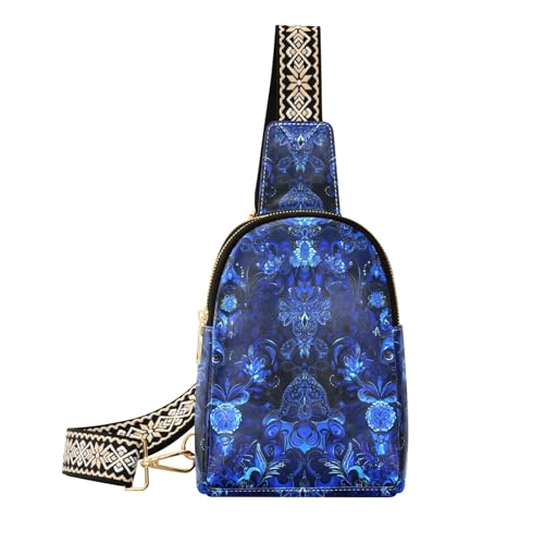 Trendige marineblaue Vintage-Blumen-Tasche für Herren, stabile kleine Schultertasche für Tagesrucksack von sanluoli