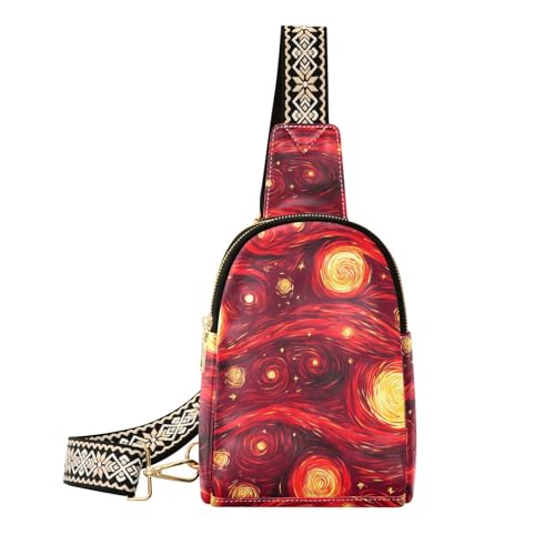 Trendige rot-gelbe Sky Circles Schultertasche für Herren, robuste Taschen für Damen, Crossbody für Tagesrucksack von sanluoli