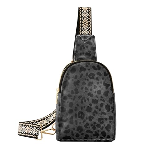 Trendige schwarze Damen-Fanny-Tasche mit Leopardenmuster, vielseitig einsetzbar, Diebstahlschutz zum Wandern von sanluoli