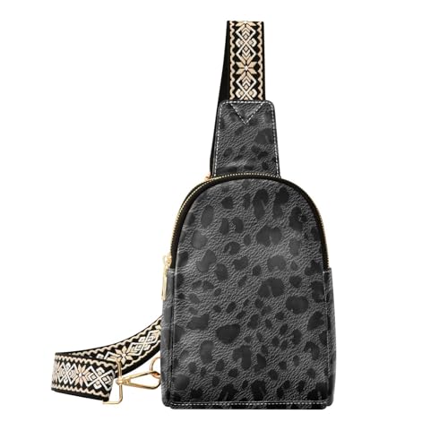Trendige schwarze Gürteltasche mit Leopardenmuster für Damen, Mehrzweck-Schultertasche für Damen zum Wandern von sanluoli
