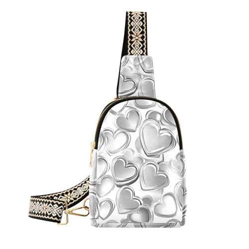 Trendige silberne Gürteltasche für Damen, Motiv: Valentine Love, leichte Körpertaschen für den Tagesrucksack von sanluoli