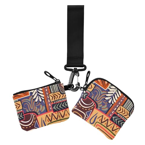 Tribal Boho Orange Dual Wristlet Wallets for Women Cute Fashion Business Card Holder with Zipper Coin Pocket for Woman 2 Packs von sanluoli