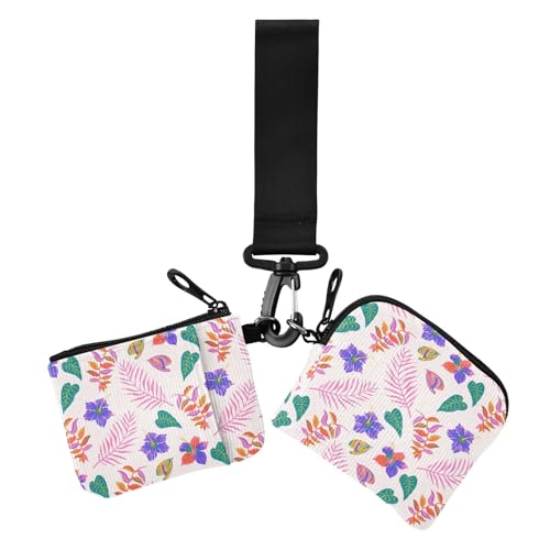 Tropadelic Pattern Mystery Purple Damen Kartenetuis Kleingeldhalter Kompakte Größe Schlüsselanhänger Geldbörse Kleingeld Geldbörse mit Reißverschluss Münzfach für Frauen 2 Stück von sanluoli