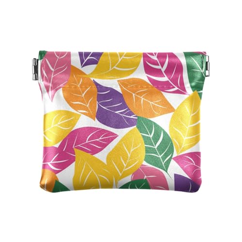 Vector Leaves Damen Leder Münzgeldbörsen Beutel Niedlich Mini Make-up Tasche für Männer Frauen Reisen von sanluoli