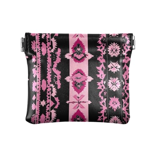 Vintage Boho Stil Muster Schwarz und Pfirsich Damen Leder Münzgeldbörsen Beutel Praktische Mini Münzbörse Beutel für Frauen Jungen Mädchen Vintage Boho Stil Muster Schwarz und Pfirsich Damen Leder Münzgeldbörsen Beutel Praktische Mini Münzbörse Beutel für Frauen Jungen Mädchen von sanluoli