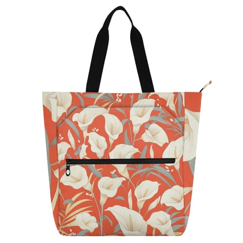 Vintage Calla Lily Coral Orange Chic Kinder-Tragetaschen für Kinder, Damen und Herren, Gothic, robust, Lehrer-Tragetasche, Bibliothekstasche für Schule und Spielzeit, Regenbogen-Schulbedarf Vintage Calla Lily Coral Orange Chic Kinder-Tragetaschen für Kinder, Damen und Herren, Gothic, robust, Lehrer-Tragetasche, Bibliothekstasche für Schule und Spielzeit, Regenbogen-Schulbedarf von sanluoli