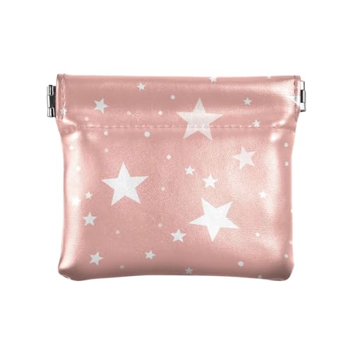 Weiße Sterne auf pfirsichfarbenem Hintergrund, für Damen, Leder, Münzgeldbörsen, wasserdicht, Kartenschlüssel, Organizer für Männer, Frauen, Reisen von sanluoli