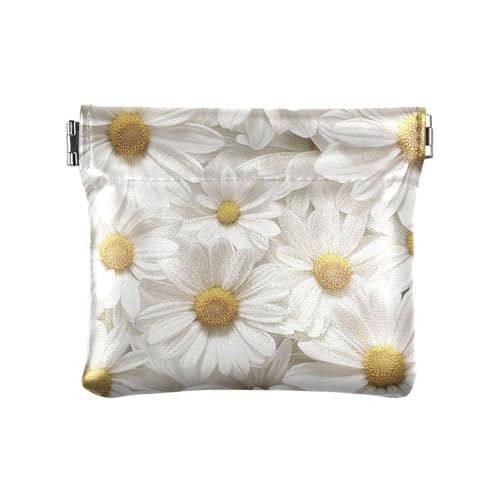 White Daisy Damen-Geldbörse aus Leder, für Münzen, Kleingeld, wasserdicht, für Karten, Schlüssel, Organizer für Mädchen, Frauen von sanluoli