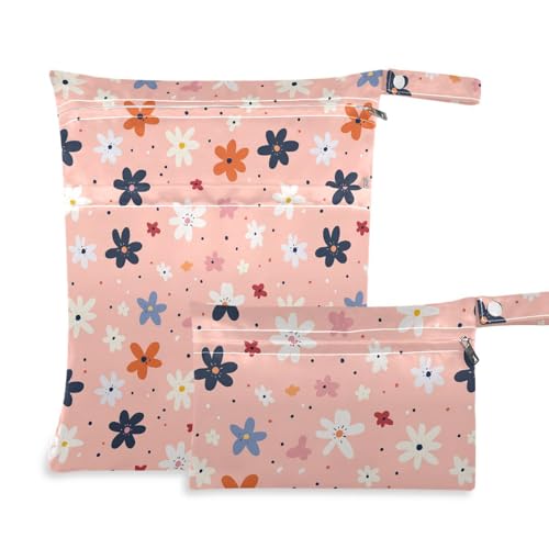 Wiederverwendbare kleine Trockentaschen, 2er-Pack, Wickeltasche, unverzichtbare Gegenstände mit Griffen für Pool, Reisen (schöne Blumen) von sanluoli