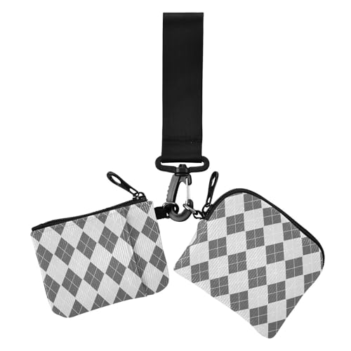 Winter Argyle-Münzbeutel für alte Damen, Kartenhalter, schlank, abnehmbar, mit Schlüsselanhänger, für den täglichen Gebrauch, 2 Packungen Winter Argyle-Münzbeutel für alte Damen, Kartenhalter, schlank, abnehmbar, mit Schlüsselanhänger, für den täglichen Gebrauch, 2 Packungen von sanluoli