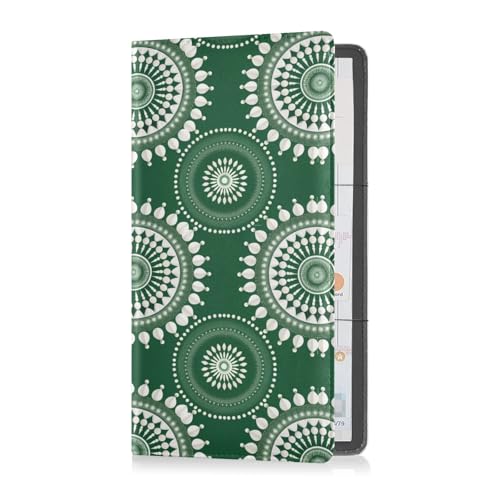 Zwiebelgrün Kreisformen 2 Leder Auto Registrierung und Versicherung Kartenhalter Auto Essentials für Ausweis, Führerschein, Schlüssel Kontaktinformationskarten von sanluoli