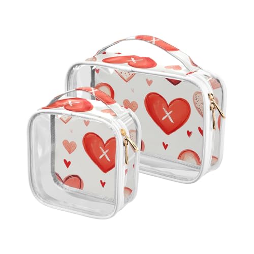 sanluoli 2 transparente Vintage-Kulturbeutel für Herren, TSA-zugelassen, tragbare Make-up-Tasche, Organizer, Rasierutensilien, Vintage Valentinstag von sanluoli