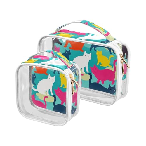 sanluoli 2 x transparente blaue Cartoon-Dackel-Silhouetten für Herren, Kulturbeutel, TSA-zugelassen, wasserdicht, Reise-Make-up-Tasche, Flughafen-konform, blaue Cartoon-Dackel-Silhouetten, Blaue von sanluoli