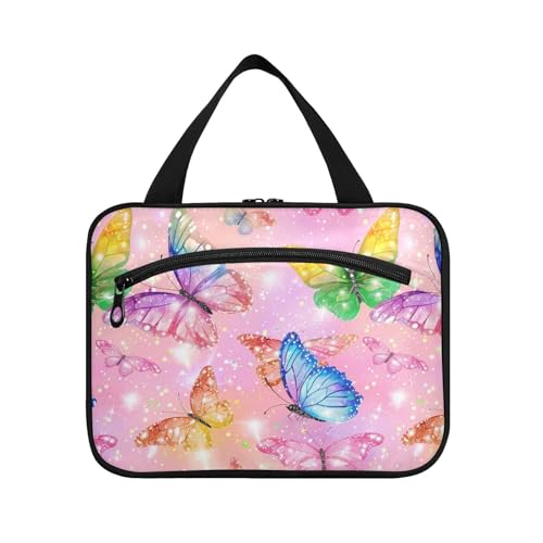 sanluoli A Butterfly That Sparkles Kulturbeutel zum Aufhängen für Herren, mit Haken, Designer-Kosmetiktasche, ideal für den Urlaub, Ein Schmetterling, der funkelt von sanluoli