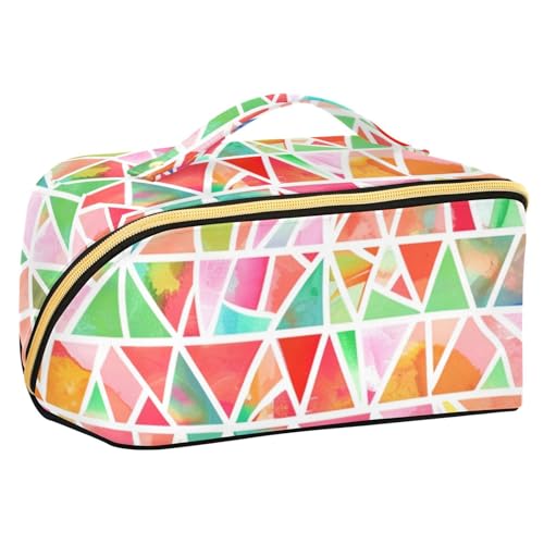sanluoli A Of Colored Triangles Make-up-Tasche mit Trennwänden, tragbare Reisetaschen für Damen, Reisegröße, Zubehör von sanluoli