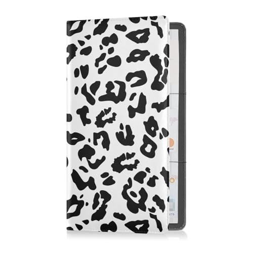 sanluoli Auto-Etui mit Leopardenmuster, hochwertiges Leder, für Kfz-Zulassungs- und Versicherungskarten, Organizer für Karten, wichtige Dokumente, Führerschein, Schwarz / Weiß von sanluoli