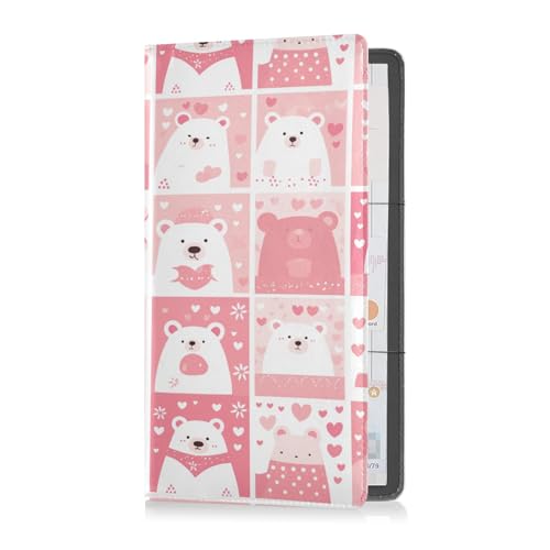 sanluoli Bear White and Peach Leather Auto Registration Insurance & ID Card Holder Essential Car Wallet Case for Cards, Essential Document Driver License von sanluoli