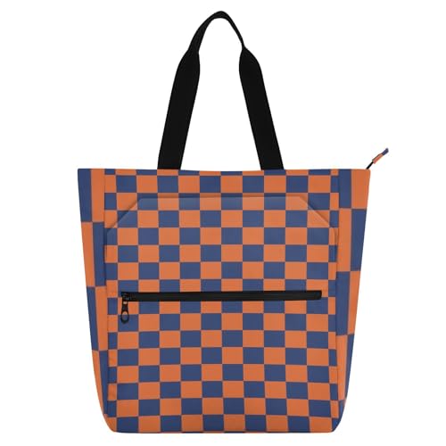 sanluoli Blau-orange Schachbrett-Tragetasche für Kinder, Jungen, Mädchen, Gothic, stabile Schul-/Strandtasche, Einkaufstasche mit Reißverschluss für Schule und Spielzeit, Regenbogen-Schulbedarf sanluoli Blau-orange Schachbrett-Tragetasche für Kinder, Jungen, Mädchen, Gothic, stabile Schul-/Strandtasche, Einkaufstasche mit Reißverschluss für Schule und Spielzeit, Regenbogen-Schulbedarf von sanluoli