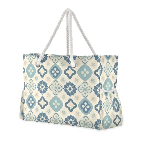 sanluoli Blaue Bohemian-Tragetasche, tragbar, mit Seitentaschen, Tasche mit Reißverschluss und Getränkehaltern an der Seite sanluoli Blaue Bohemian-Tragetasche, tragbar, mit Seitentaschen, Tasche mit Reißverschluss und Getränkehaltern an der Seite von sanluoli