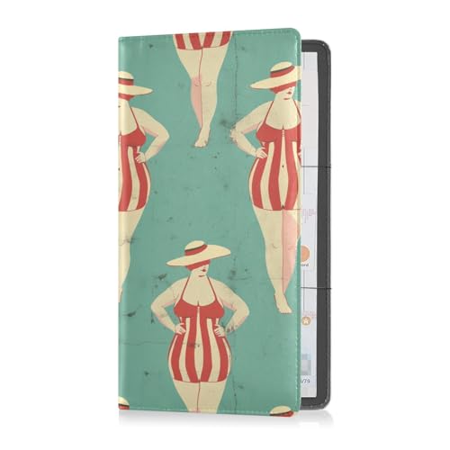 sanluoli Blue Swimming Woman Premium Leder Auto Registrierung Versicherung & Ausweishalter Dokumententasche für Karten, wichtige Dokumente, Führerschein Fahrzeug Papierkram von sanluoli