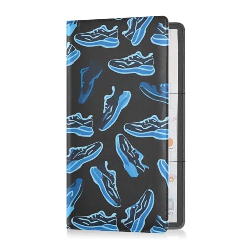 sanluoli Blue Vector Shoes Pattern Black Pu Leather Registration and Insurance Card Holder Essential Wallet Case for Driver License, Cards & Essential Documents von sanluoli