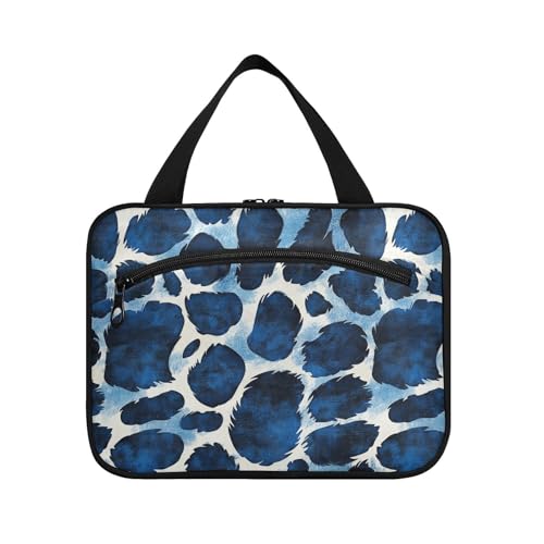 sanluoli Blueeopard Herren-Kulturbeutel mit Haken, Designer-Kosmetiktasche für Kreuzfahrt, Reisen, Urlaub, Bolsos Para Hombre, Blauer Leopardenmuster von sanluoli