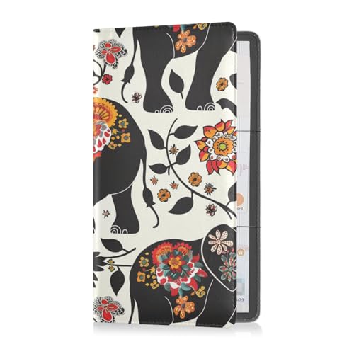 sanluoli Bohemian Elephants Flowers Black Premium Leather Registration and Insurance Card Holder Essential Car Wallet Case for Documents, Cards, License sanluoli Bohemian Elephants Flowers Black Premium Leather Registration and Insurance Card Holder Essential Car Wallet Case for Documents, Cards, License von sanluoli