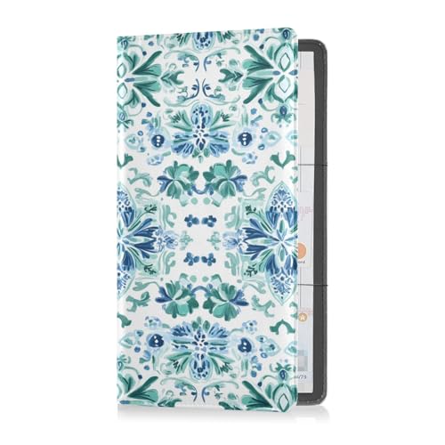 sanluoli Boho Simple Style Green Blue Premium Leder Auto Registrierung Versicherung & Ausweishalter Fahrzeug Handschuhfach Organizer für Dokumente, Karten, Führerschein von sanluoli