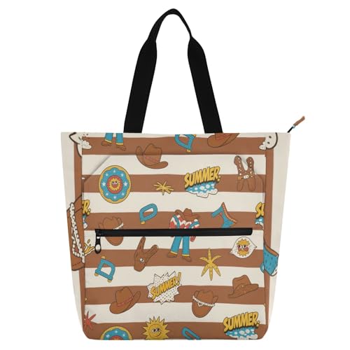 sanluoli Braun-weiße Western-Cowboy-Vintage-Büchertasche, Kunst-Tragetasche für Kinder und Erwachsene, Gothic, leicht, Bibliothek, Umhängetasche, Handtasche mit Reißverschluss, für Schule, Einkaufen sanluoli Braun-weiße Western-Cowboy-Vintage-Büchertasche, Kunst-Tragetasche für Kinder und Erwachsene, Gothic, leicht, Bibliothek, Umhängetasche, Handtasche mit Reißverschluss, für Schule, Einkaufen von sanluoli