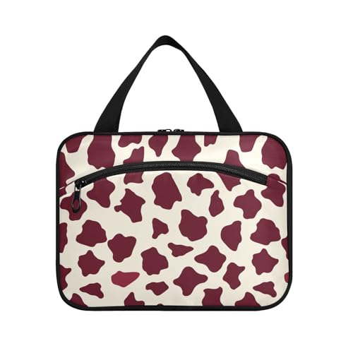 sanluoli Braune Kosmetiktasche mit Kuh-Punkten, zum Aufhängen, mit Haken, kompakte Designer-Tasche für Herren, Zubehör für Damen, Urlaub, Bolso Para Maquillaje, Brauner Kuh-Punkt von sanluoli