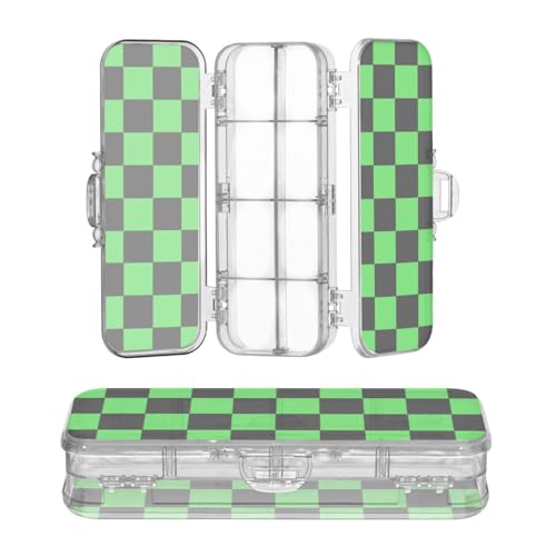 sanluoli Buffalo Plaid Check Black Lime Green Plastic Box For Pencils Double Layer Large Pens Case For Stationery Supplies With Snap And Lid von sanluoli