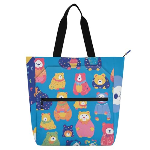 sanluoli Bunte Bären, lebendige Kinder-Tragetaschen für Kinder, Jungen, Mädchen, Gothic, stabile Lehrer-Tragetasche, Schultertasche mit Reißverschluss für Schule und Spielzeit, Regenbogen-Schulbedarf sanluoli Bunte Bären, lebendige Kinder-Tragetaschen für Kinder, Jungen, Mädchen, Gothic, stabile Lehrer-Tragetasche, Schultertasche mit Reißverschluss für Schule und Spielzeit, Regenbogen-Schulbedarf von sanluoli