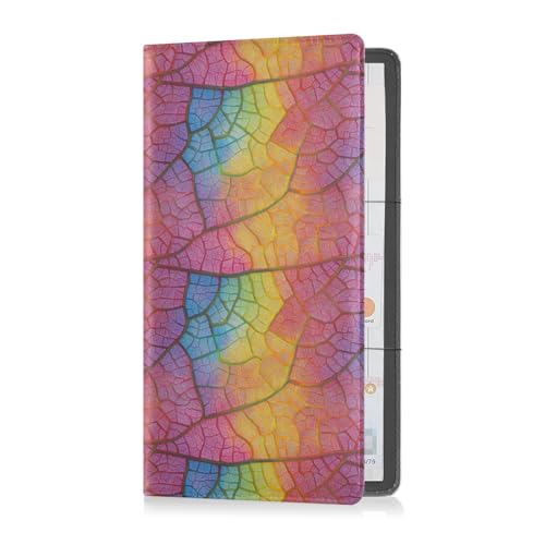 sanluoli Bunte Blättermuster, PU-Leder, Registrierungs- und Versicherungskartenhalter, unverzichtbare Auto-Brieftaschen-Hülle für Fahrer, Autobesitzer, Anhänger, Motorrad, Boot von sanluoli