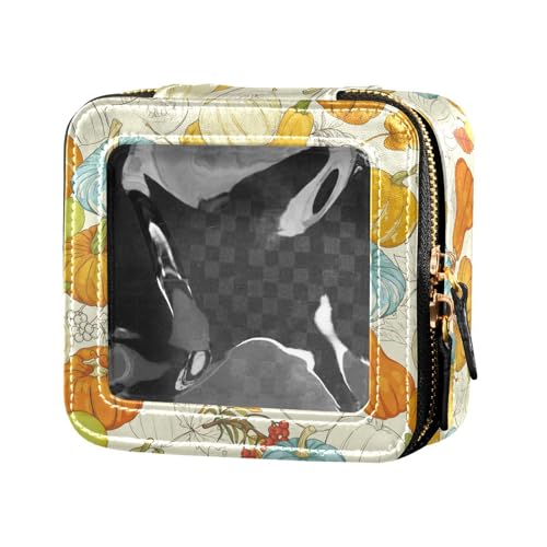 sanluoli Bunte Kürbisse Happy Thanksgiving transparente Make-up-Tasche aus Leder, Kulturbeutel, tragbarer Make-up-Organizer für Reisen, Bunte Kürbisse "Happy Thanksgiving", 1 size von sanluoli