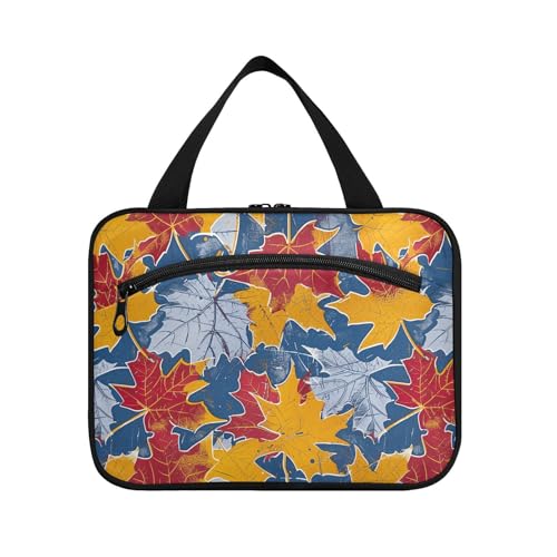 sanluoli Bunte Mapleeaves-Hängetasche für Frauen, Reisen, mit Haken, Designer-Make-up-Tasche für Kreuzfahrt, Reisen, Badezimmer, Maleta Para Maquillaje, Bunte Ahornblätter von sanluoli