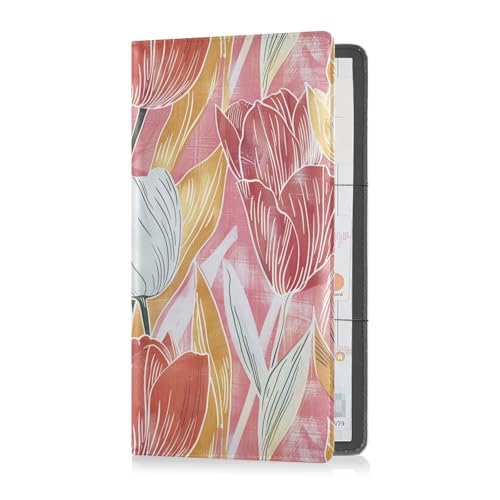 sanluoli Bunte Tulpen, schöne Blumen, Premium-Leder, Registrierungs- und Versicherungskartenhalter, Handschuhfach, Organizer für Karten, wichtige Dokumente, Führerschein, Fahrzeugpapiere von sanluoli